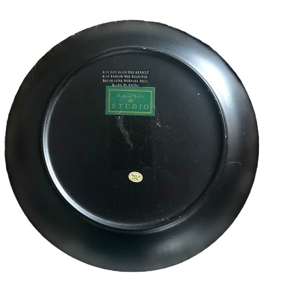 Raymond Waites Studio Decorative Plate Floral Elephant Design & Gold Trim 10.25” - Picture 2 of 4